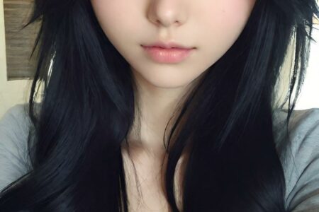 AI girl with black hair wallpaper