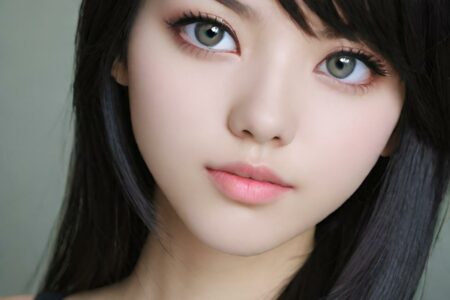 AI girl with black hair wallpaper