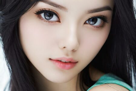 AI girl with black hair wallpaper