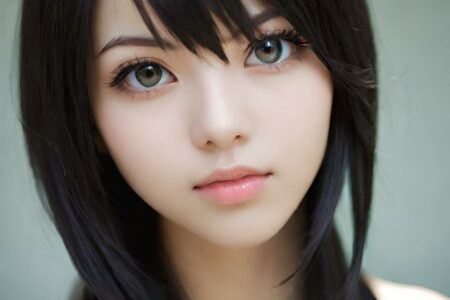 AI girl with black hair wallpaper
