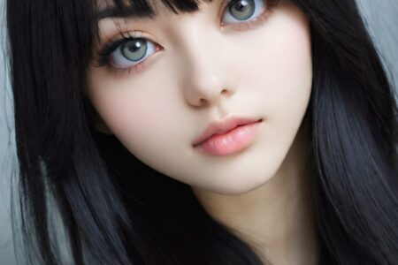 AI girl with black hair wallpaper