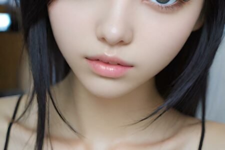 AI girl with black hair wallpaper