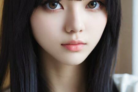 AI girl with black hair wallpaper