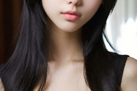 AI girl with black hair wallpaper