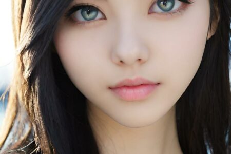 AI girl with black hair wallpaper