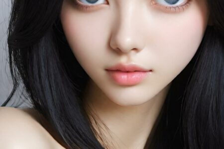 AI girl with black hair wallpaper