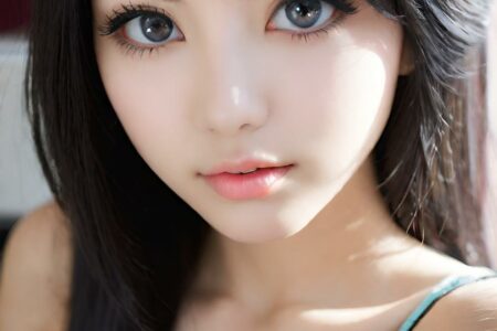 AI girl with black hair wallpaper