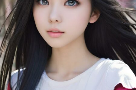 AI girl with black hair wallpaper