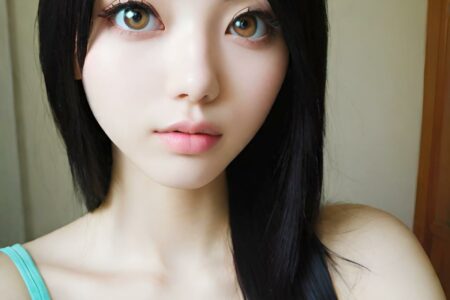 AI girl with black hair wallpaper