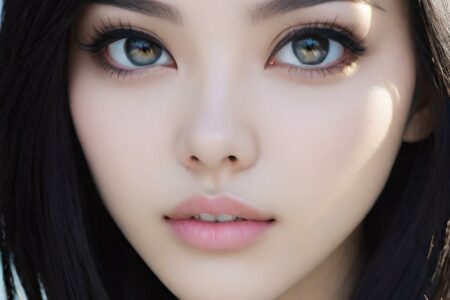 AI girl with black hair wallpaper