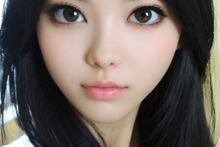 AI girl with black hair wallpaper