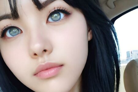 AI girl with black hair wallpaper