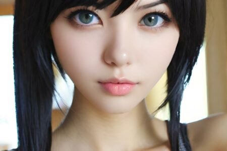 AI girl with black hair wallpaper