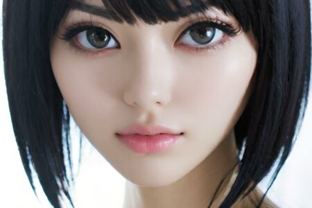 AI girl with black hair wallpaper