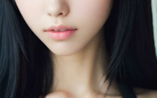 AI girl with black hair wallpaper