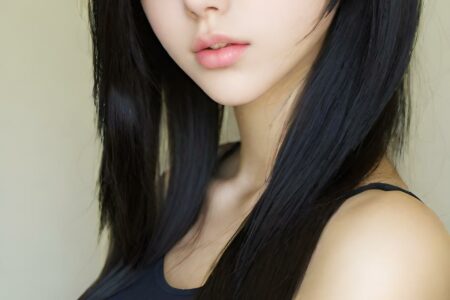 AI girl with black hair wallpaper