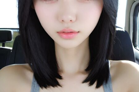 AI girl with black hair wallpaper