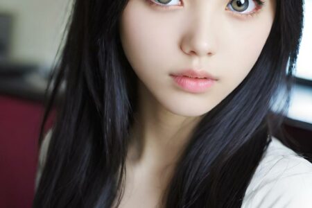 AI girl with black hair wallpaper