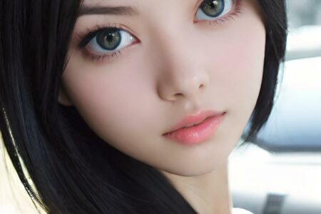 AI girl with black hair wallpaper