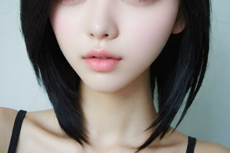 AI girl with black hair wallpaper