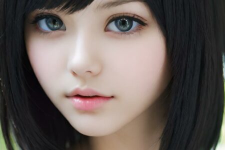 AI girl with black hair wallpaper