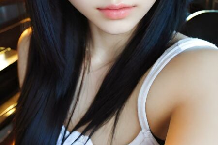 AI girl with black hair wallpaper