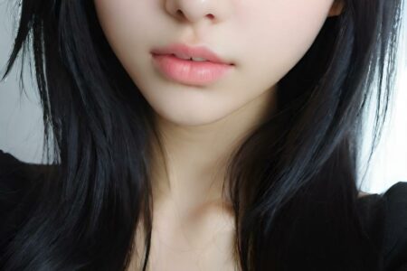 AI girl with black hair wallpaper