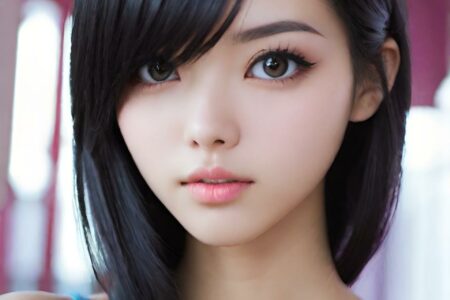 AI girl with black hair wallpaper