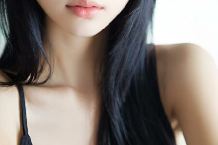AI girl with black hair wallpaper