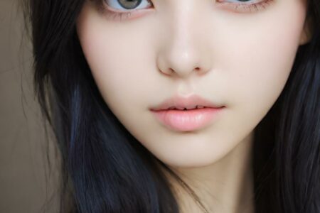 AI girl with black hair wallpaper