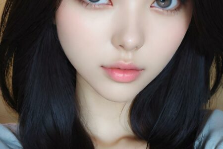 AI girl with black hair wallpaper