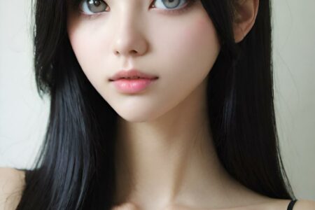 AI girl with black hair wallpaper