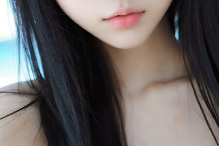 AI girl with black hair wallpaper