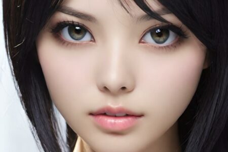 AI girl with black hair wallpaper