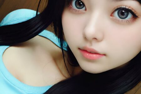 AI girl with black hair wallpaper