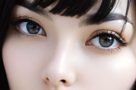 AI girl with black hair wallpaper