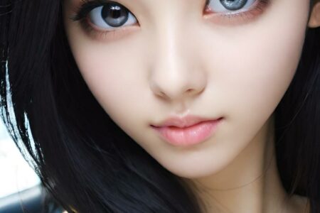 AI girl with black hair wallpaper