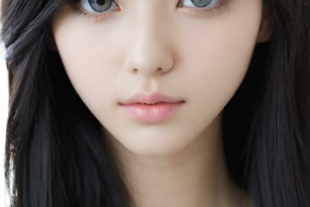 AI girl with black hair wallpaper