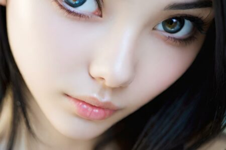 AI girl with black hair wallpaper