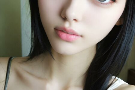 AI girl with black hair wallpaper