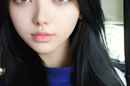 AI girl with black hair wallpaper