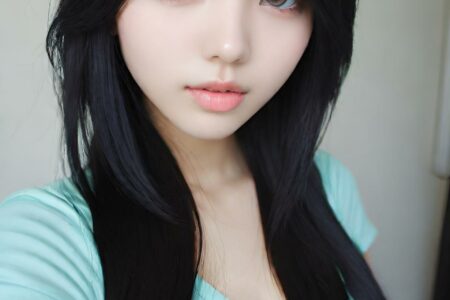AI girl with black hair wallpaper
