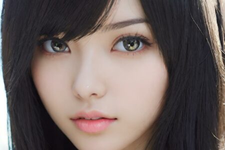 AI girl with black hair wallpaper