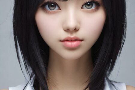 AI girl with black hair wallpaper