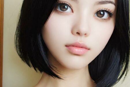 AI girl with black hair wallpaper