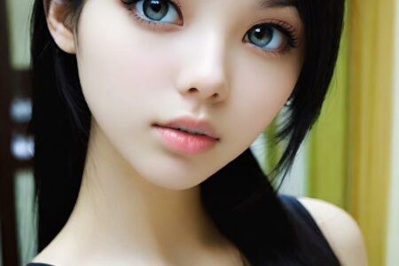 AI girl with black hair wallpaper