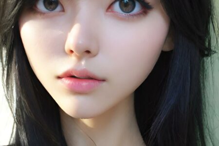 AI girl with black hair wallpaper