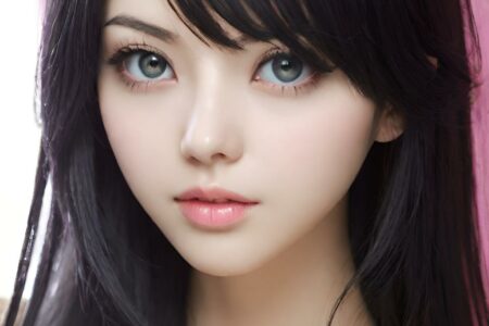 AI girl with black hair wallpaper