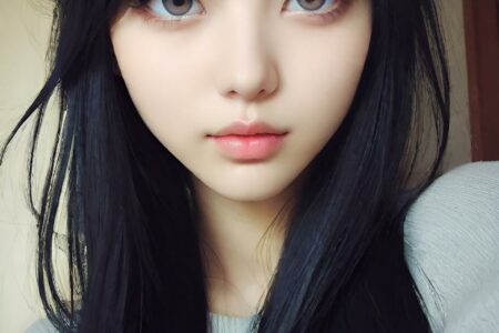 AI girl with black hair wallpaper