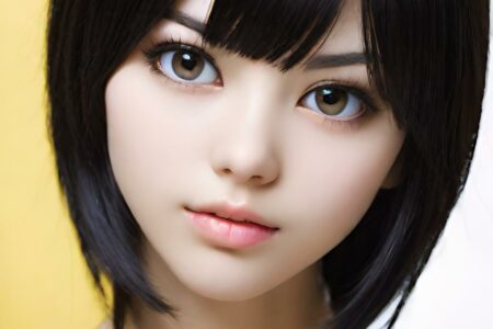 AI girl with black hair wallpaper